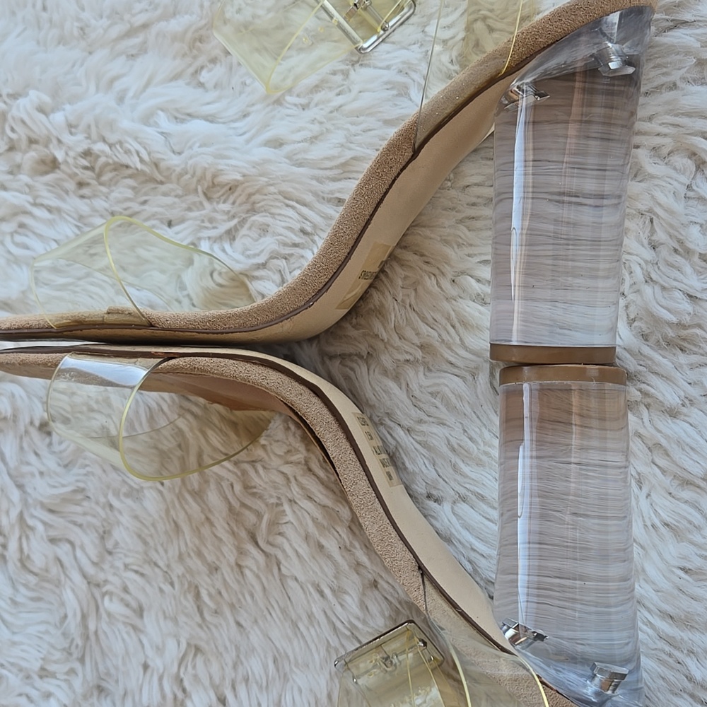 Steve Madden Clearer Clear Strappy Round Heel Dress Shoes US 7.5 - Picture 5 of 8